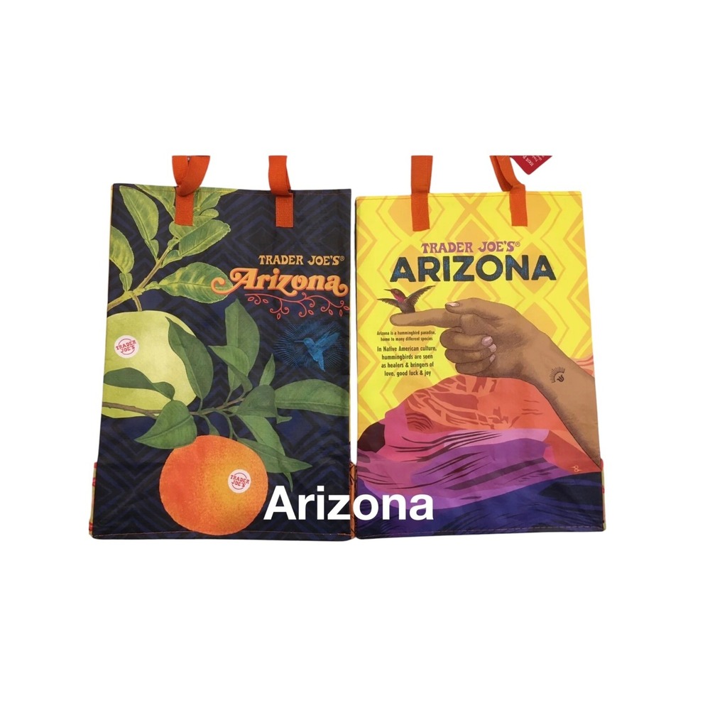 Trader Joes Arizona State Reusable Grocery Bag Tote 6 Gallon Hummingbird New